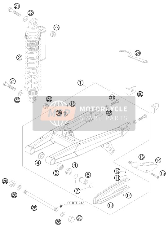 KTM 65 SX Europe (2) 2008 Ammortizzatore per un 2008 KTM 65 SX Europe (2)