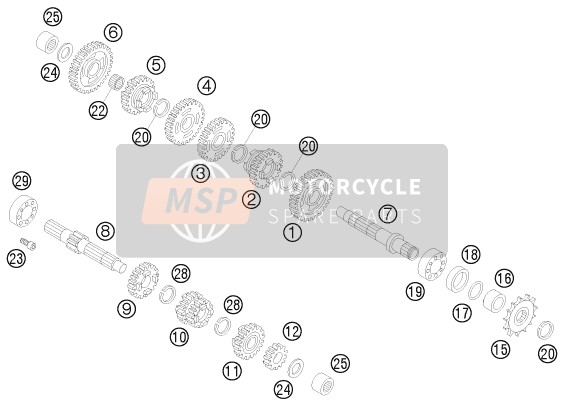 KTM 65 SX Europe (2) 2008 Transmissie voor een 2008 KTM 65 SX Europe (2)