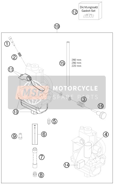 KTM 65 SX Europe 2009 Carburador para un 2009 KTM 65 SX Europe