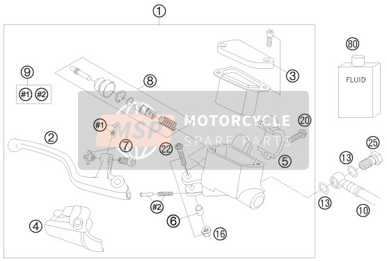 KTM 65 SX Europe 2009 Bremssteuerung vorne für ein 2009 KTM 65 SX Europe