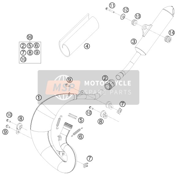 KTM 65 SX Europe 2011 Sistema de escape para un 2011 KTM 65 SX Europe