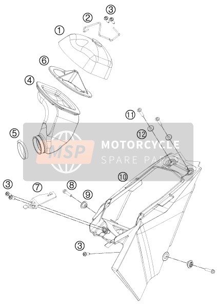 KTM 65 SX Europe 2012 Luchtfilter voor een 2012 KTM 65 SX Europe