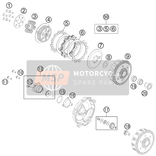 KTM 65 SX Europe 2012 Koppeling voor een 2012 KTM 65 SX Europe