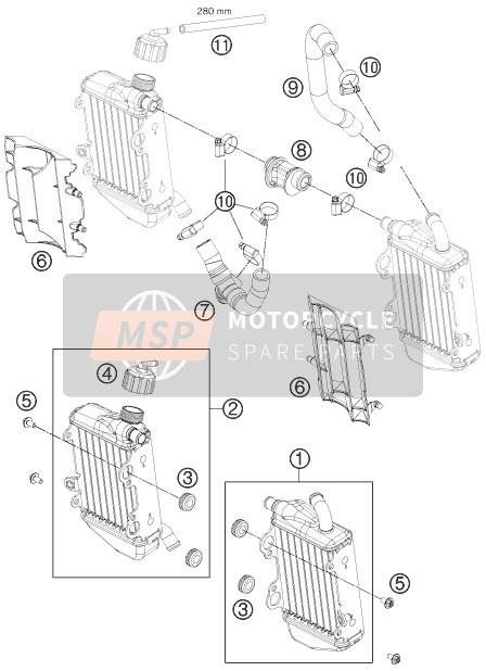 KTM 65 SX Europe 2012 Sistema de refrigeración para un 2012 KTM 65 SX Europe