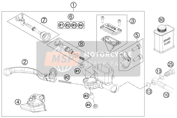 KTM 65 SX Europe 2012 Front Brake Control for a 2012 KTM 65 SX Europe