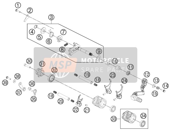 KTM 65 SX Europe 2012 Shifting Mechanism for a 2012 KTM 65 SX Europe