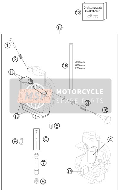 KTM 65 SX Europe 2013 Carburettor for a 2013 KTM 65 SX Europe