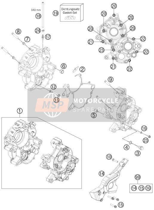 KTM 65 SX Europe 2013 Motorbehuizing voor een 2013 KTM 65 SX Europe