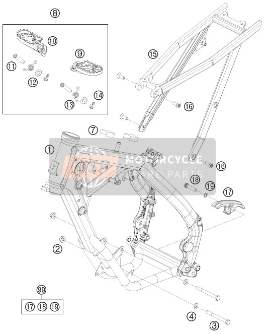 KTM 65 SX Europe 2013 Frame voor een 2013 KTM 65 SX Europe