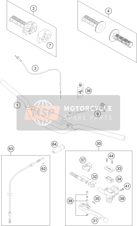 KTM 65 SX Europe 2013 Handlebar, Controls for a 2013 KTM 65 SX Europe