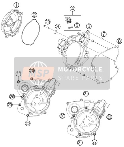 KTM 65 SX Europe 2014 Koppelingsdeksel voor een 2014 KTM 65 SX Europe