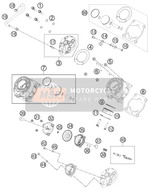 KTM 65 SX Europe 2014 Cylinder, Cylinder Head for a 2014 KTM 65 SX Europe