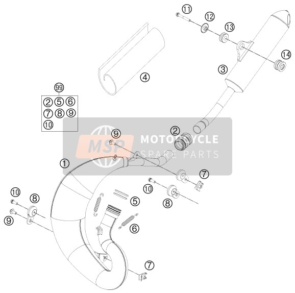 KTM 65 SX Europe 2014 Uitlaatsysteem voor een 2014 KTM 65 SX Europe