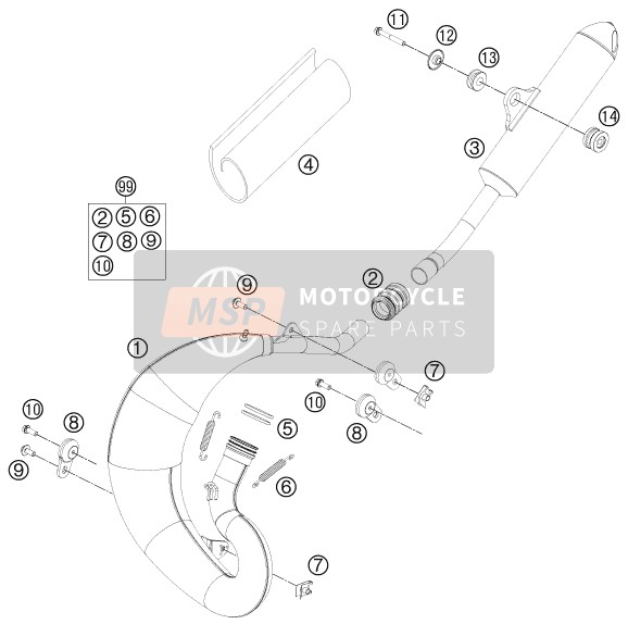 KTM 65 SX Europe 2014 Exhaust System for a 2014 KTM 65 SX Europe