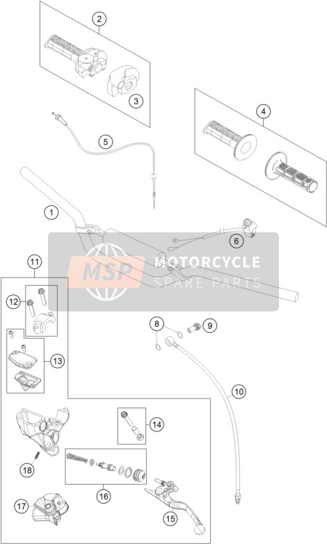 KTM 65 SX Europe 2014 Stuur, Besturing voor een 2014 KTM 65 SX Europe