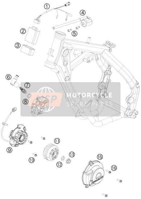 KTM 65 SX Europe 2014 Ontbrandingssysteem voor een 2014 KTM 65 SX Europe
