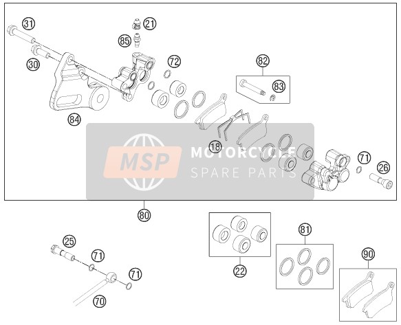 KTM 65 SX Europe 2014 Remklauw achter voor een 2014 KTM 65 SX Europe