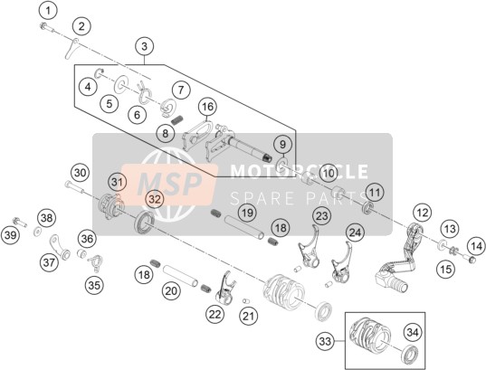 KTM 65 SX Europe 2014 Schakelmechanisme voor een 2014 KTM 65 SX Europe