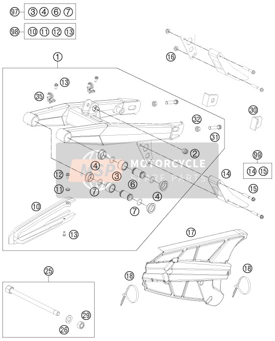 KTM 65 SX Europe 2014 Brazo oscilante para un 2014 KTM 65 SX Europe