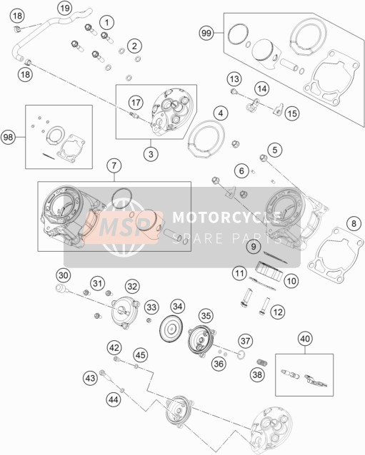 KTM 65 SX Europe 2016 Cylinder, Cylinder Head for a 2016 KTM 65 SX Europe