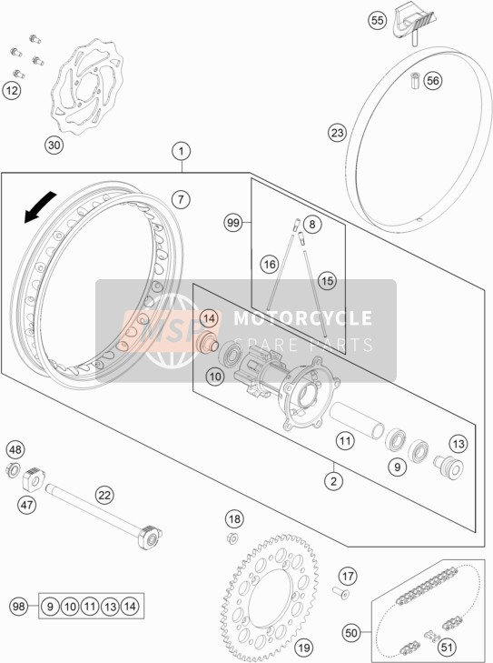 46310015000, Achterwiel Rep. Kit 65 Sx 2016, KTM, 0