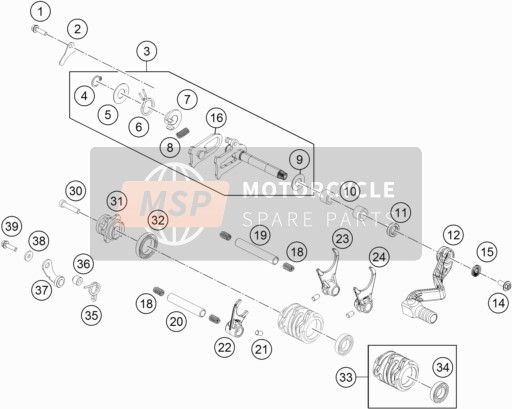 KTM 65 SX Europe 2016 Mecanismo de cambio para un 2016 KTM 65 SX Europe