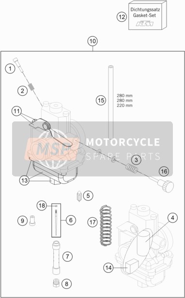 KTM 65 SX Europe 2018 VERGASER für ein 2018 KTM 65 SX Europe