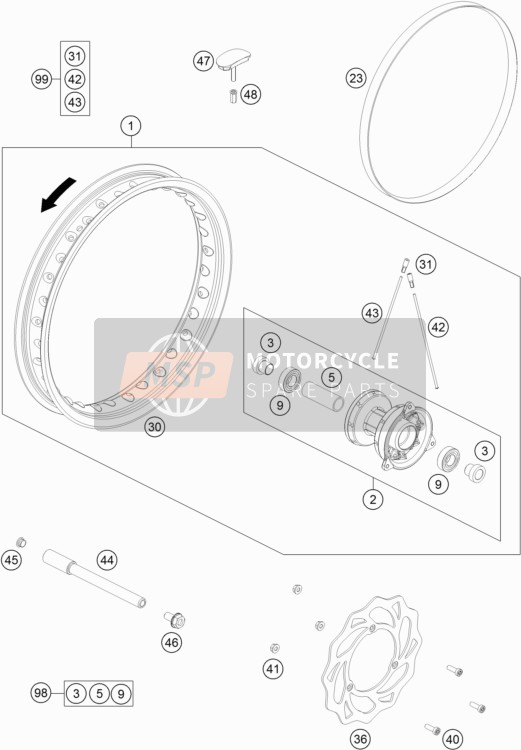 KTM 65 SX Europe 2018 Front Wheel for a 2018 KTM 65 SX Europe