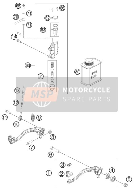 KTM 65 SXS USA 2012 Rear Brake Control for a 2012 KTM 65 SXS USA