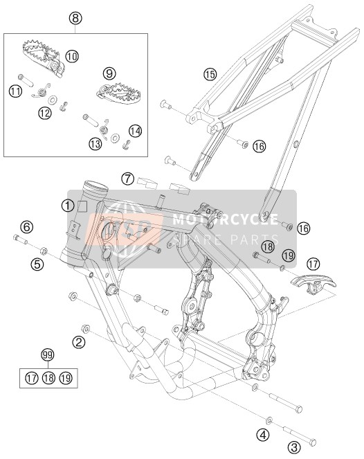 KTM 65 XC Europe 2009 Frame voor een 2009 KTM 65 XC Europe