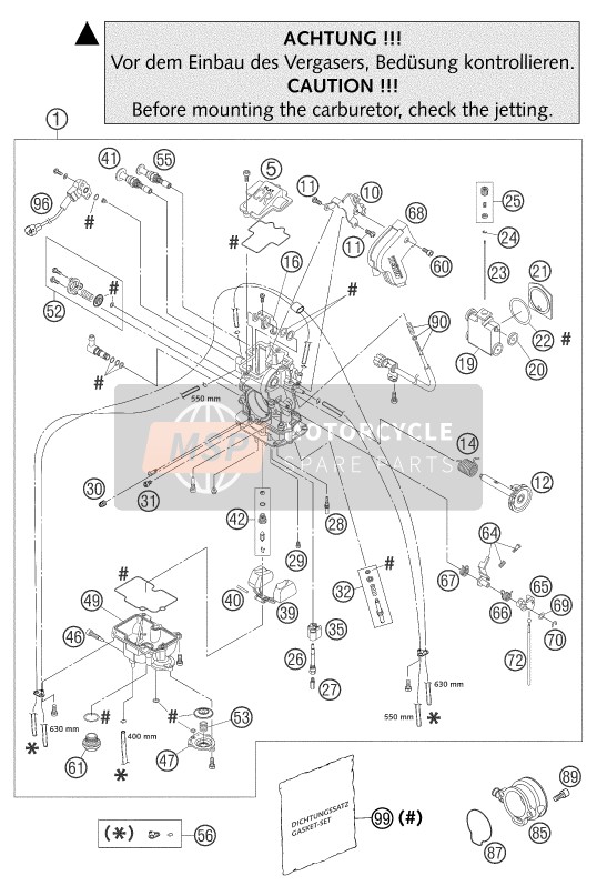 KTM 660 SMS Europe 2004 Carburador para un 2004 KTM 660 SMS Europe