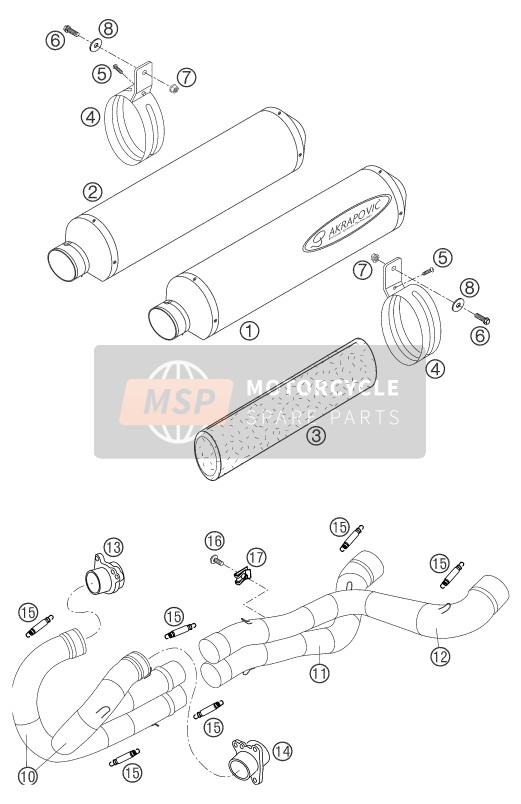 KTM 660 SMS Europe 2004 Système d'échappement pour un 2004 KTM 660 SMS Europe