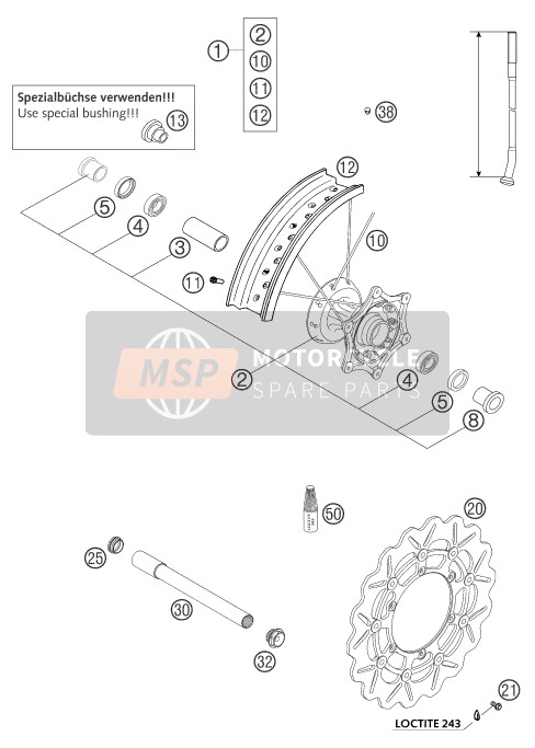 KTM 660 SMS Europe 2004 Front Wheel for a 2004 KTM 660 SMS Europe