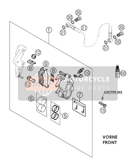 KTM 660 RALLYE Europe 2002 Bremssattel vorne für ein 2002 KTM 660 RALLYE Europe