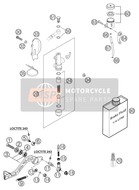 KTM 660 RALLYE FACTORY REPL. Europe 2003 Control de freno trasero para un 2003 KTM 660 RALLYE FACTORY REPL. Europe