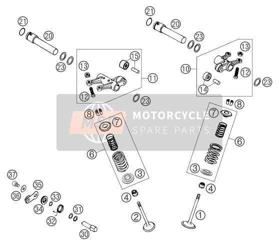 KTM 660 RALLYE FACTORY REPL. Europe 2003 Accionamiento de válvula para un 2003 KTM 660 RALLYE FACTORY REPL. Europe