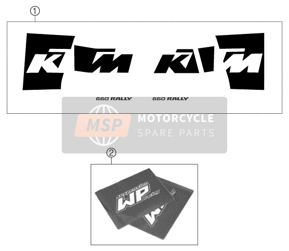 KTM 660 RALLYE FACTORY REPL. Europe 2004 Decal for a 2004 KTM 660 RALLYE FACTORY REPL. Europe