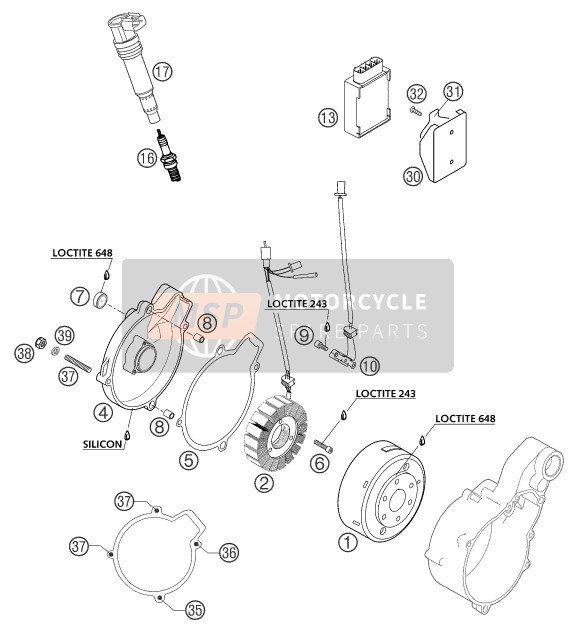 KTM 660 RALLYE FACTORY REPL. Europe 2004 Ignition System for a 2004 KTM 660 RALLYE FACTORY REPL. Europe