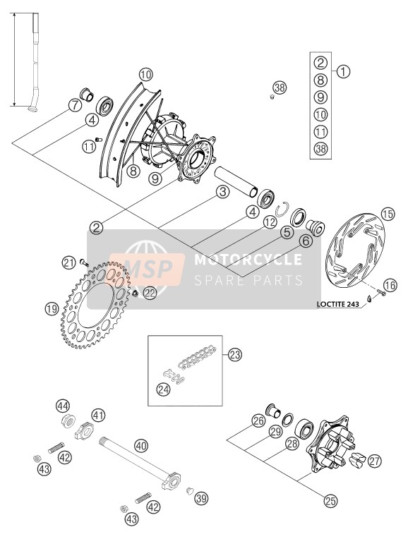 KTM 660 RALLYE FACTORY REPL. Europe 2004 Rueda trasera para un 2004 KTM 660 RALLYE FACTORY REPL. Europe