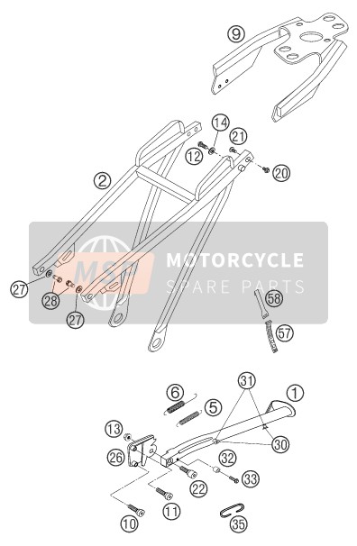 KTM 660 RALLYE FACTORY REPL. Europe 2004 Subestructura para un 2004 KTM 660 RALLYE FACTORY REPL. Europe