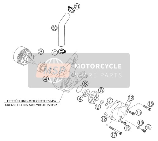 KTM 660 RALLYE FACTORY REPL. Europe 2004 Bomba de agua para un 2004 KTM 660 RALLYE FACTORY REPL. Europe