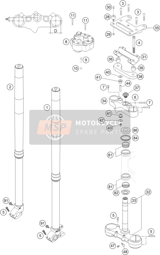 KTM 660 RALLYE FACTORY REPL. Europe 2005 Front Fork, Triple Clamp for a 2005 KTM 660 RALLYE FACTORY REPL. Europe