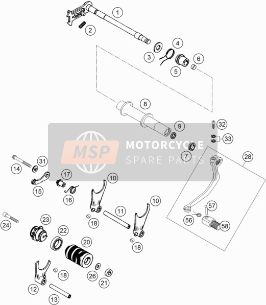 KTM 660 RALLYE FACTORY REPL. Europe 2005 Meccanismo di cambio per un 2005 KTM 660 RALLYE FACTORY REPL. Europe
