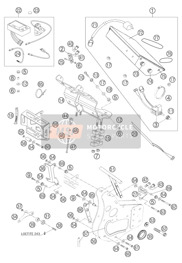KTM 660 RALLYE FACTORY REPL. Europe 2006 Instruments / Système de verrouillage pour un 2006 KTM 660 RALLYE FACTORY REPL. Europe