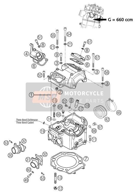 KTM 660 SMC GB 2003 Cylinder Head for a 2003 KTM 660 SMC GB