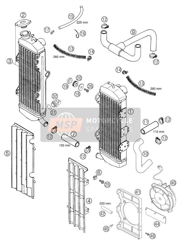 KTM 660 SMC Europe 2004 Système de refroidissement pour un 2004 KTM 660 SMC Europe