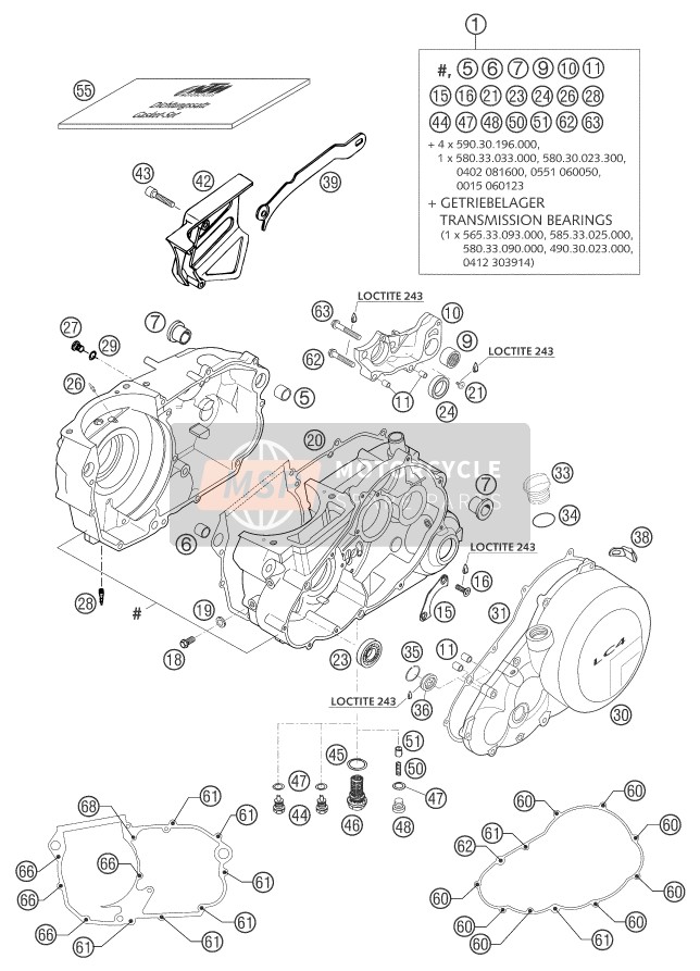 KTM 660 SMC AU, GB 2004 Boîtier moteur pour un 2004 KTM 660 SMC AU, GB