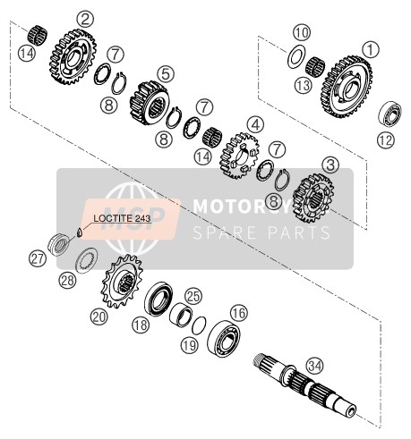 KTM 660 SMC AU, GB 2004 Transmission II - Counter Shaft for a 2004 KTM 660 SMC AU, GB