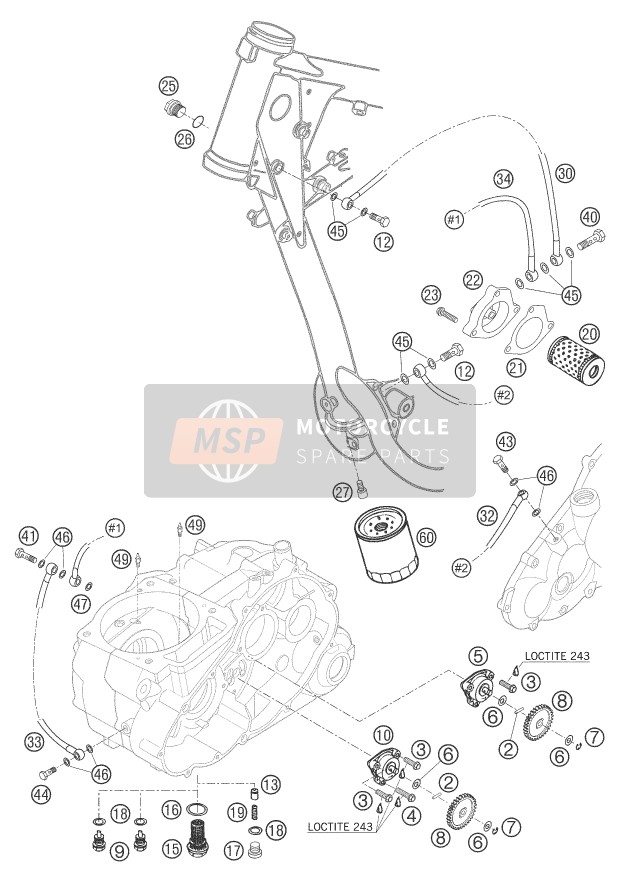 KTM 660 SMC AU, GB 2005 Sistema de lubricación para un 2005 KTM 660 SMC AU, GB