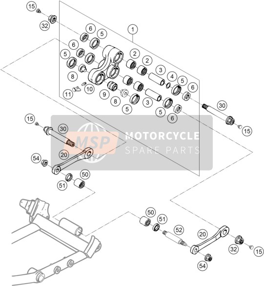 KTM 660 SMC Europe 2005 Enlace de palanca profesional para un 2005 KTM 660 SMC Europe